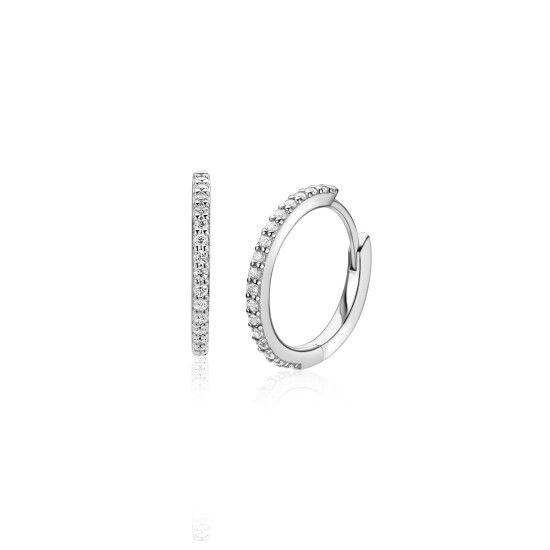 13mm ZINZI zilveren tennis oorringen bezet met een rij schitterende zirkonia’s ZIO2831