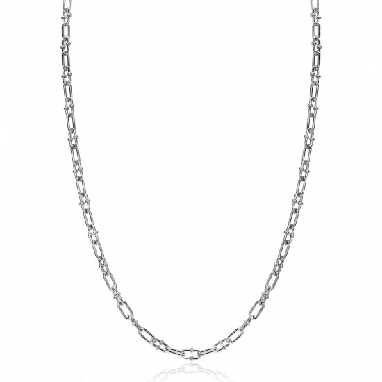 ZINZI zilveren ketting met paperclip schakels 4mm, gedecoreerd met speelse bolletjes 42-45cm ZIC2586