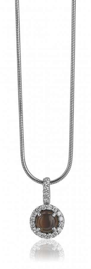 Zinzi zilveren hanger bruin parelmoer ZIH1039C 