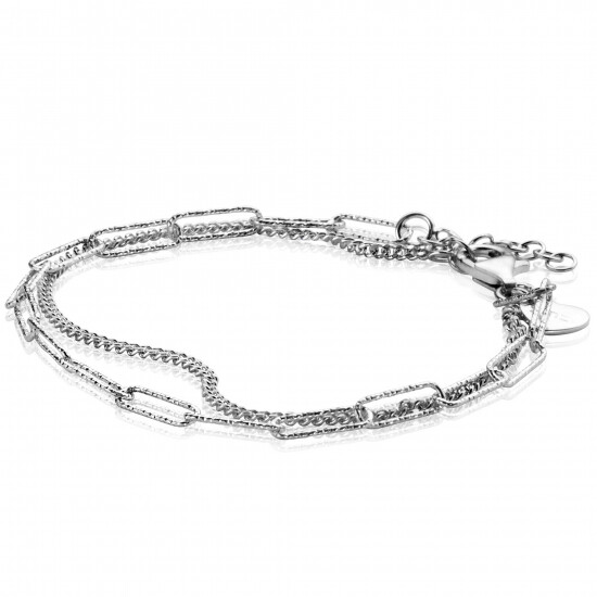 ZINZI zilveren multi-look armband met gourmet en paperclip schakels ZIA2367