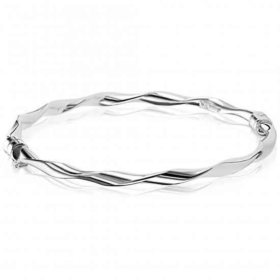ZINZI zilveren bangle armband met gedraaide buis 4mm met luxe scharniersluiting ZIA2756