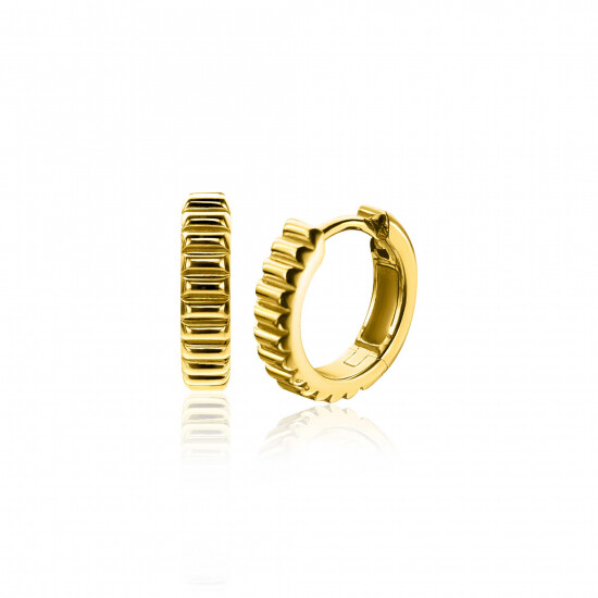 ZINZI zilveren luxe oorringen extra 14K geel verguld geribbeld 16mm ZIO2245