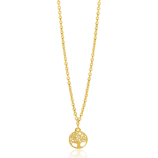ZINZI gold plated zilveren ketting met levensboom hanger 8mm 42-45cm ZIC-BF139G
