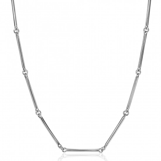 ZINZI zilveren ketting 41-45cm met lange glimmende staafjes 21mm ZIC2539