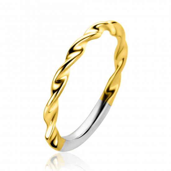 ZINZI gold plated zilveren aanschuifring met gedraaide buis 2mm ZIR2321GC