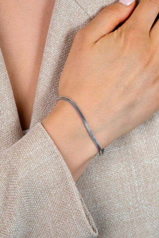 ZINZI zilveren platte slangen schakel armband (2,8mm breed) 18-21cm ZIA2847