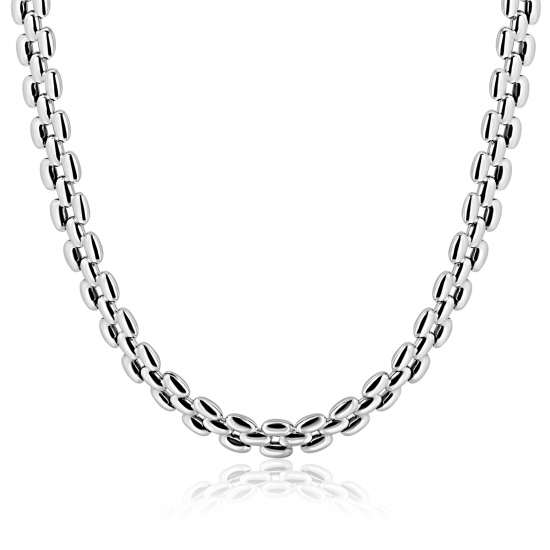 ZINZI zilveren brede rolex-style schakel-collier 8mm breed 43cm ZIC2764
