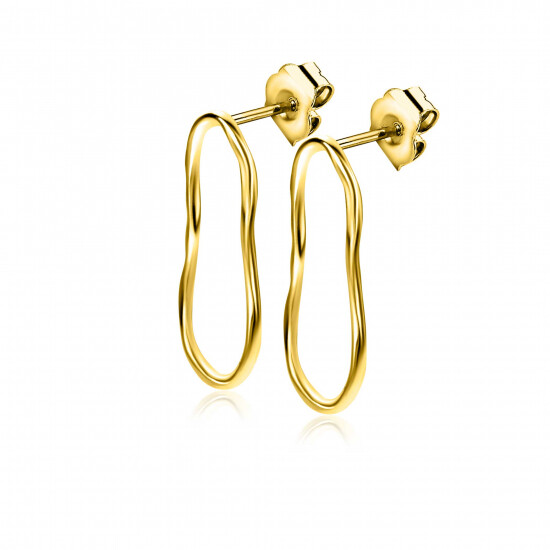 29mm ZINZI gold plated zilveren oorstekers met trendy organisch vorm ZIO-BF107