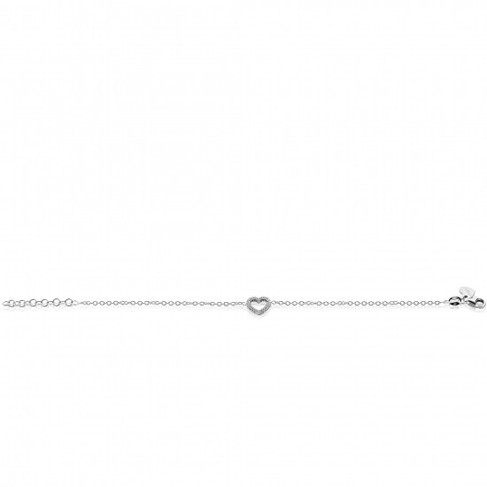 ZINZI zilveren armband met open hartje (9,5mm) voorzien van een bolstructuur 17-20cm ZIA2703