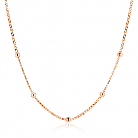 ZINZI rosé-plated zilveren gourmet ketting met vijf bolletjes 42–45cm ZIC2714R