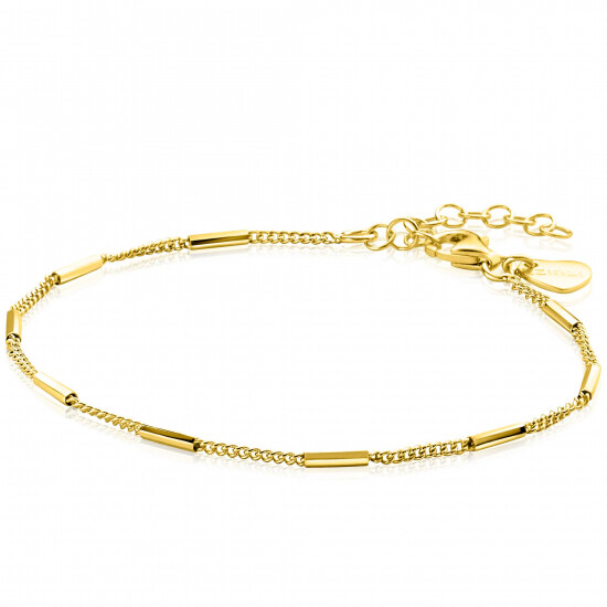 ZINZI gold plated zilveren gourmet armband met staafjes 1,6mm breed 16-19cm ZIA2366G