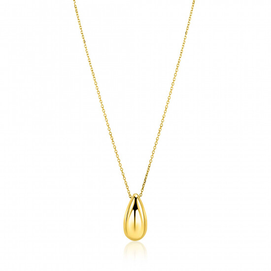 ZINZI gold plated zilveren ketting 42-45cm met grote druppelvormige hanger 19mm ZIC-BF103G
