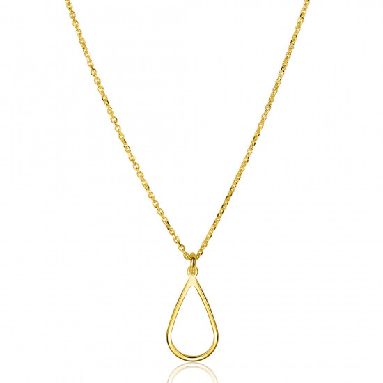 ZINZI gold plated zilveren jasseron ketting met open druppelvormige hanger (10mm) 42-45cm ZIC2635
