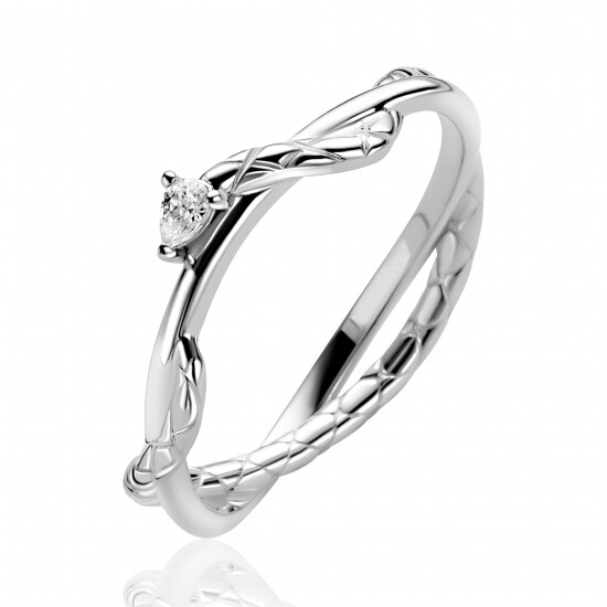 ZINZI zilveren multi-look ring (5mm breed) met slang rondom met witte zirkonia ZIR2722