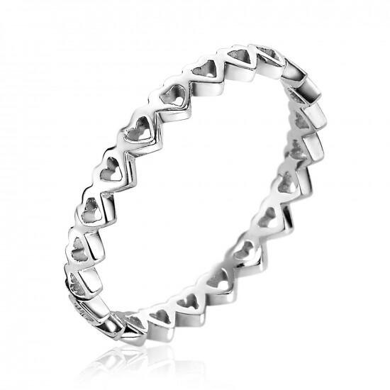 ZINZI zilveren aanschuifring open hartjes ZIR1982C