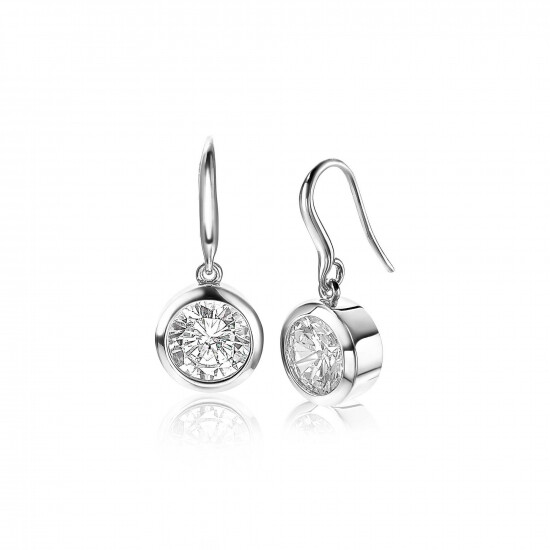 ZINZI zilveren oorhangers witte zirconia 11mm ZIO1