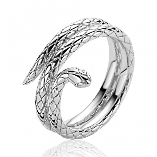 ZINZI zilveren multi-look ring (14mm breed) met slang ZIR2721