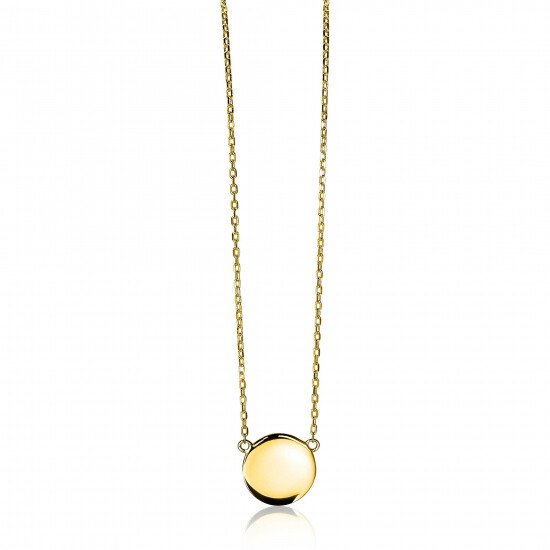 ZINZI gold plated zilveren ketting 43cm met rond plaatje 15mm om te graveren ZIC2345G
