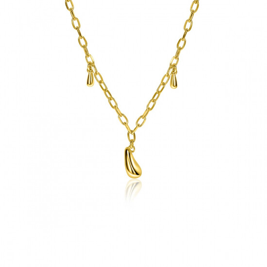 ZINZI gold plated zilveren schakel ketting met drie druppelvormige hangers 42-45cm ZIC-BF109G