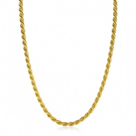ZINZI gold plated zilveren koord ketting 60cm 4mm breed ZIC2343G60