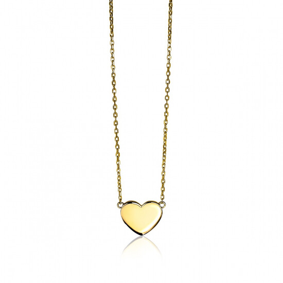 Zinzi gold plated zilveren ketting 43cm met hart plaatje 10mm om te graveren ZIC2346G