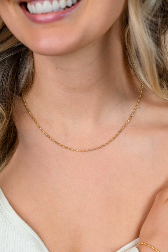 ZINZI gold plated zilveren organisch gedraaide schakel ketting (1,8mm breed) 42-45cm ZIC2843G