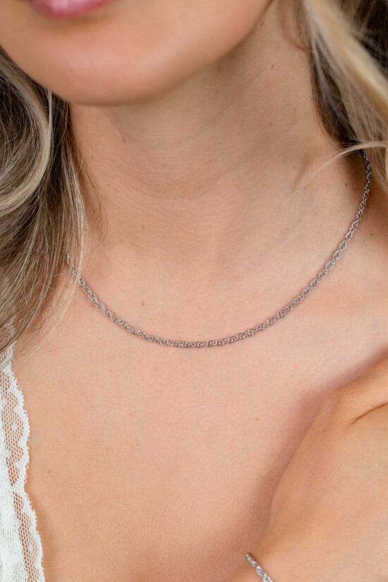 ZINZI zilveren massieve platte koord ketting (2,6mm breed) 42-45cm ZIC2844