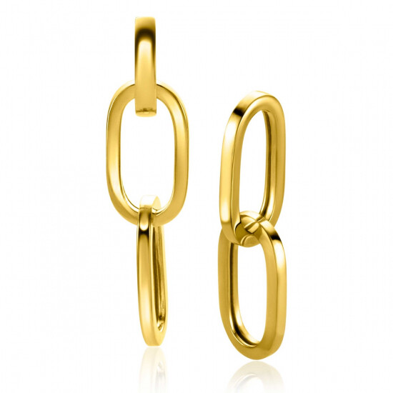 ZINZI gold plated zilveren oorbedels twee lange paperclip schakels 37mm ZICH2352G (zonder oorringen)