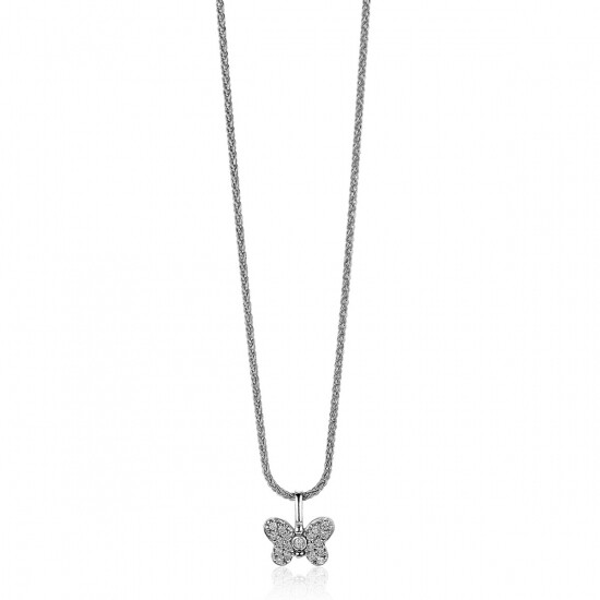 ZINZI zilveren hanger vlinder 11mm, vol bezet met witte zirconia's ZIH-BF48

