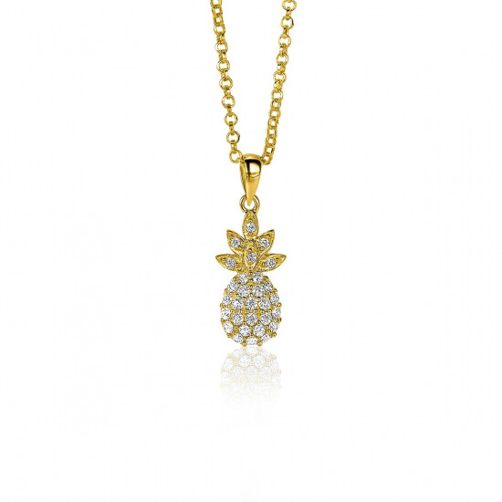 ZINZI zilveren ananas hanger 14K geel verguld wit 18mm ZIH2084 (zonder collier)