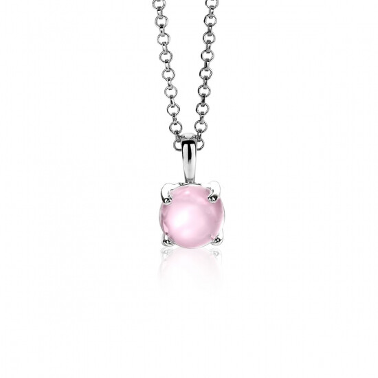 ZINZI zilveren hanger rond zachtroze 14mm ZIH2089R
