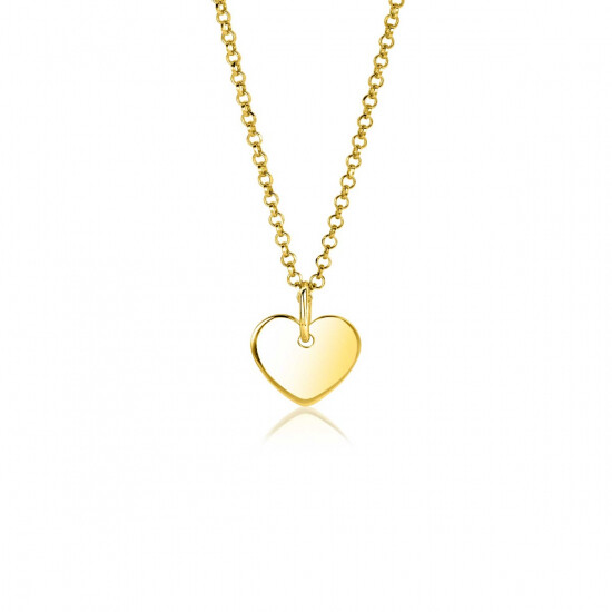 12mm ZINZI gold plated zilveren hanger glad hart voor gravure ZIH2346G12 (zonder collier)
