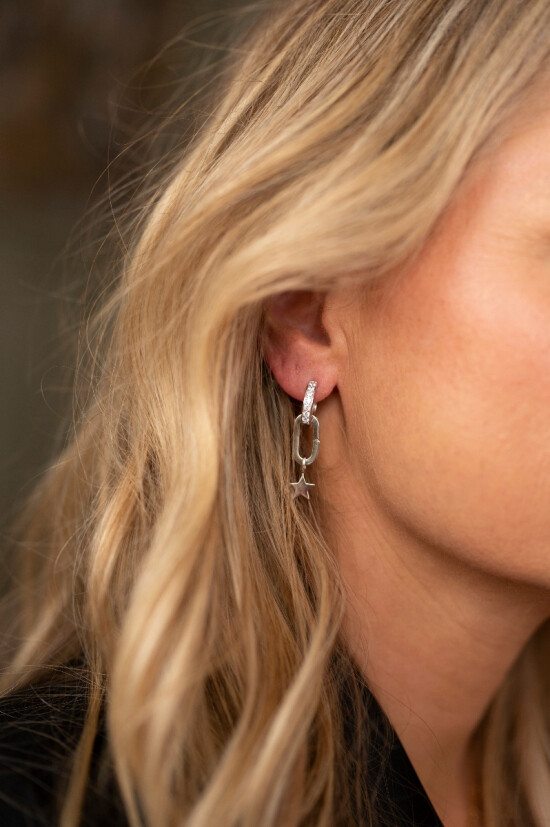 ZINZI zilveren ovale oorbedels  sluitring 16mm voor je losse hangertjes ZICH2060 (zonder oorringen)