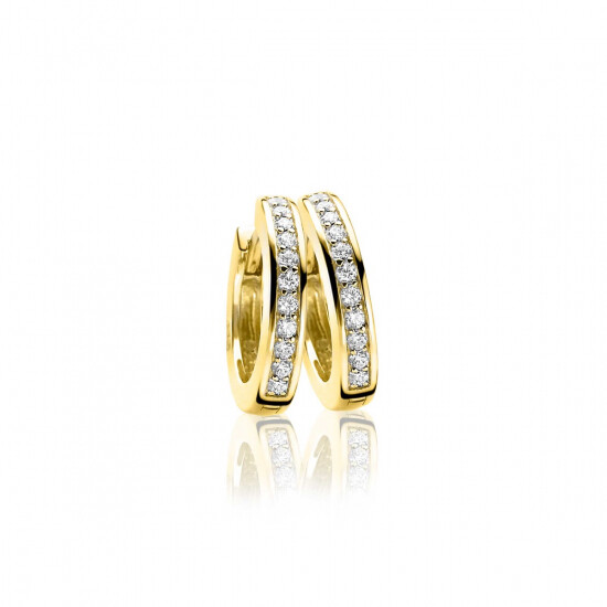 Zinzi zilveren oorringen 14K geel verguld 17 x 3mm witte zirconia's ZIO186Y
