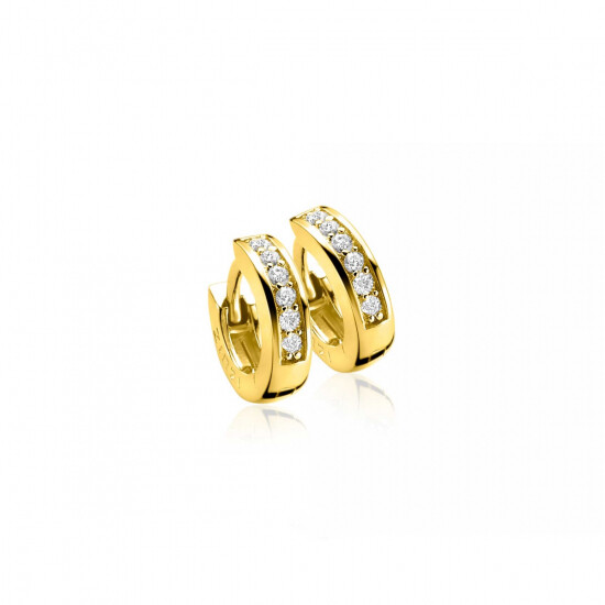 ZINZI gold plated zilveren oorringen 12 x 3mm bezet met witte zirconia's ZIO187Y
