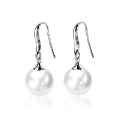 Zinzi zilveren oorhangers parel wit ZIO266