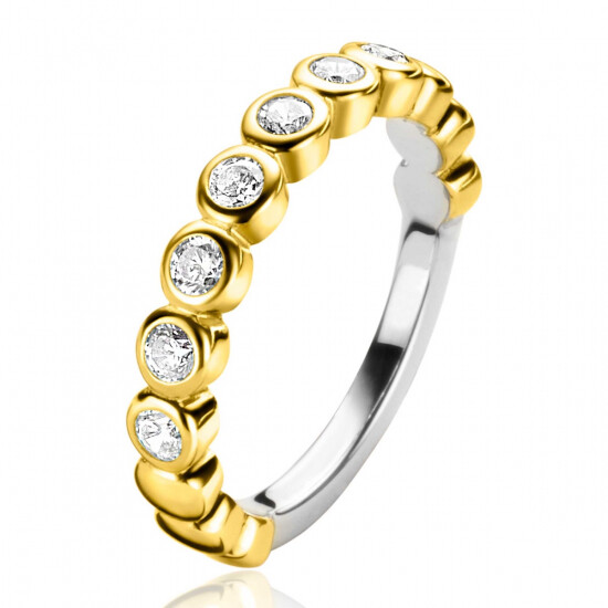 ZINZI gold plated zilveren aanschuifring met ronde witte zirconia's ZIR1311Y
C