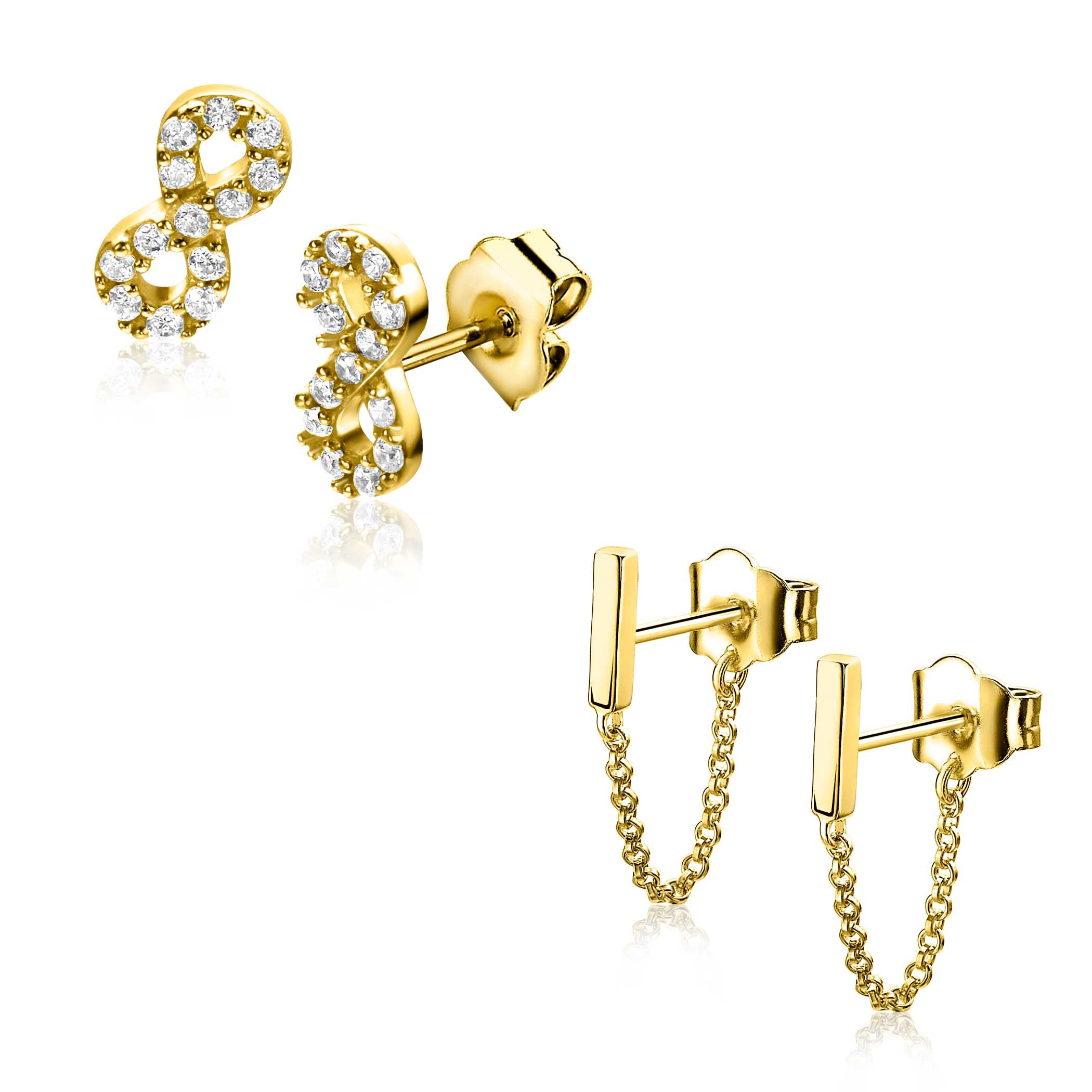 Xmas Giftset: Twee paar goldplated zilveren oorsieraden, perfect op elkaar afgestemd in één feestelijke set (ZIO2597Y en ZIO1688G) GIFTSET15