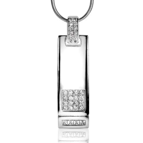 Mart Visser by ZINZI zilveren hanger wit MVH7