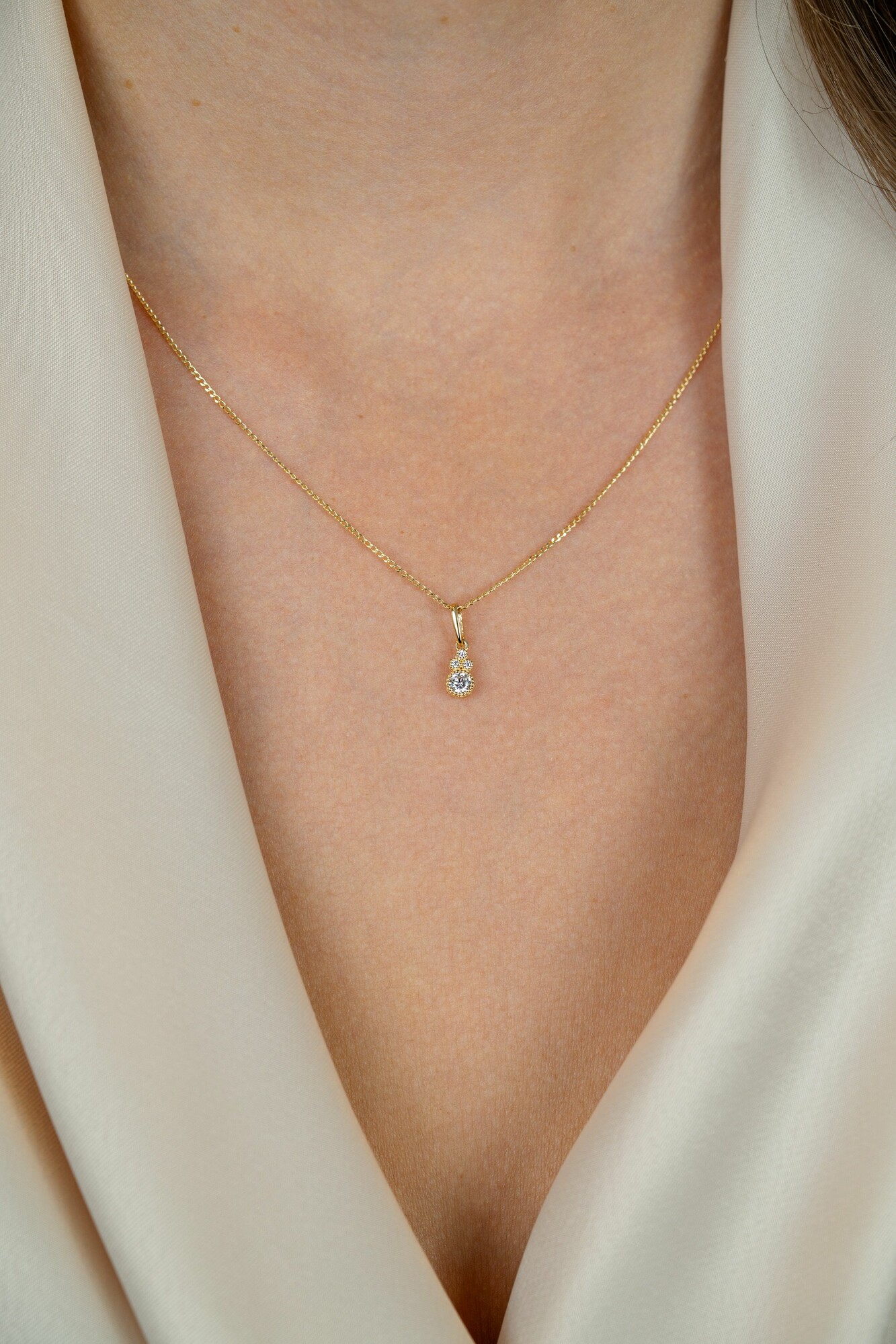 12mm ZINZI Gold 14 krt gouden fantasie hanger bezet met witte zirkonia's ZGH545 (zonder collier)