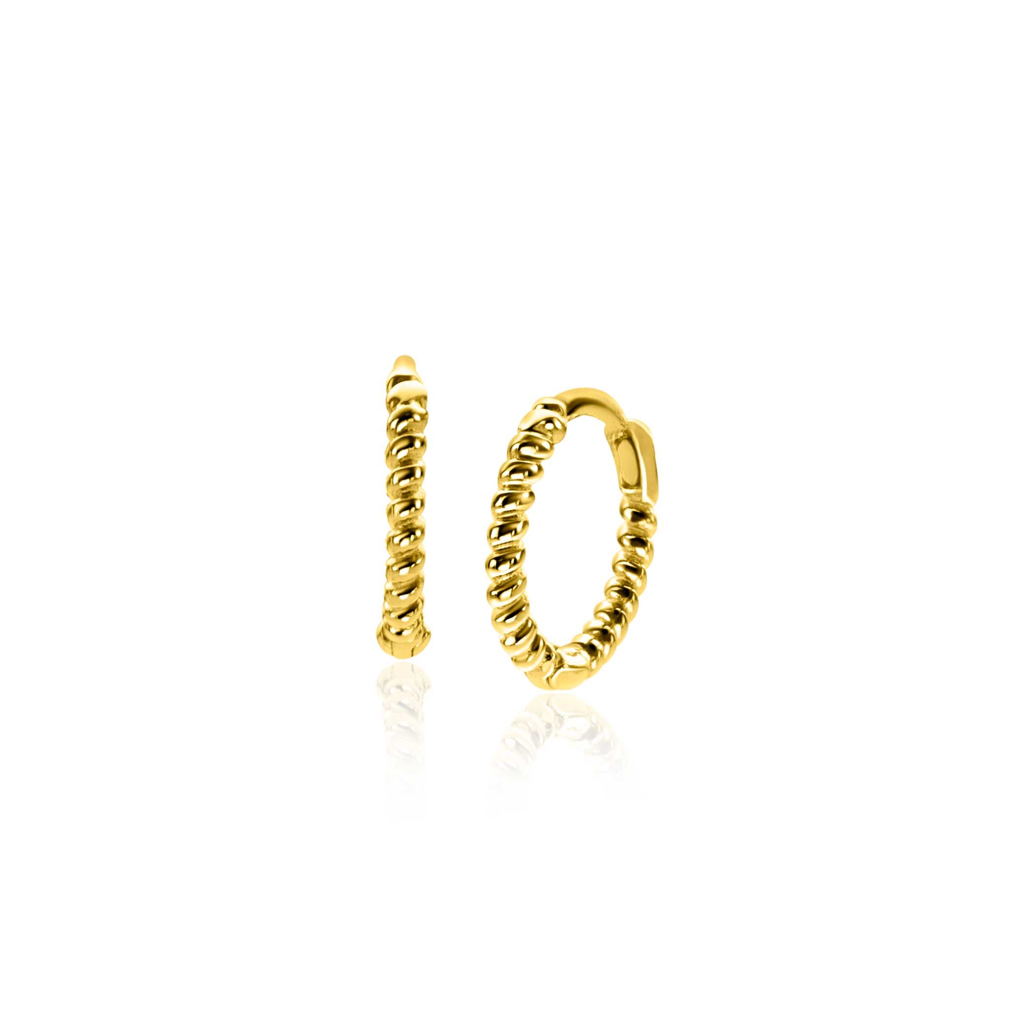 10mm ZINZI Gold 14 krt gouden oorringen, luxe klapsluiting 10x1,3mm ZGO468

