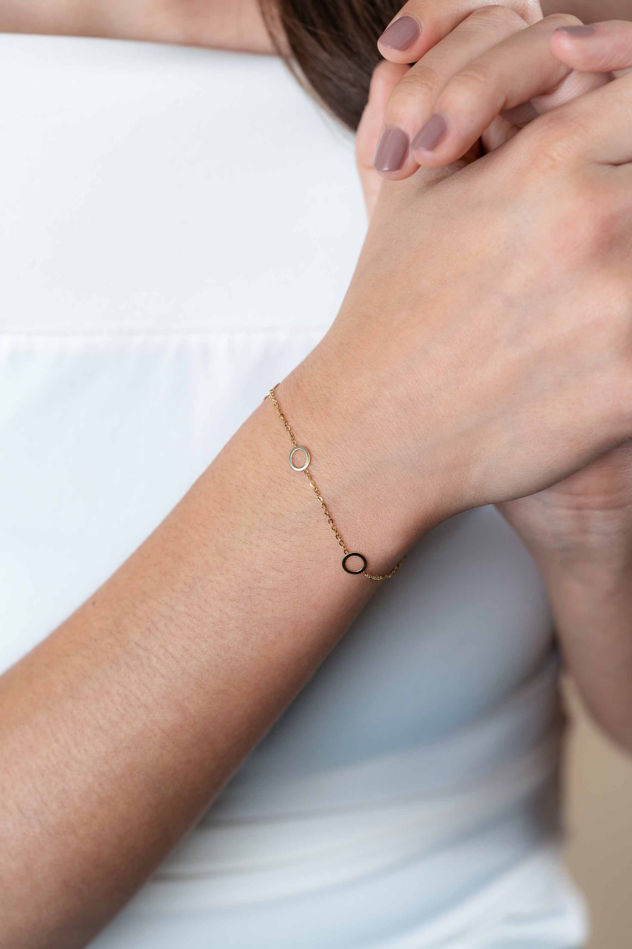 ZINZI Gold 14 krt gouden armband met subtiele jasseron schakels en drie open rondjes 6,5mm breed 18-20cm ZGA445
