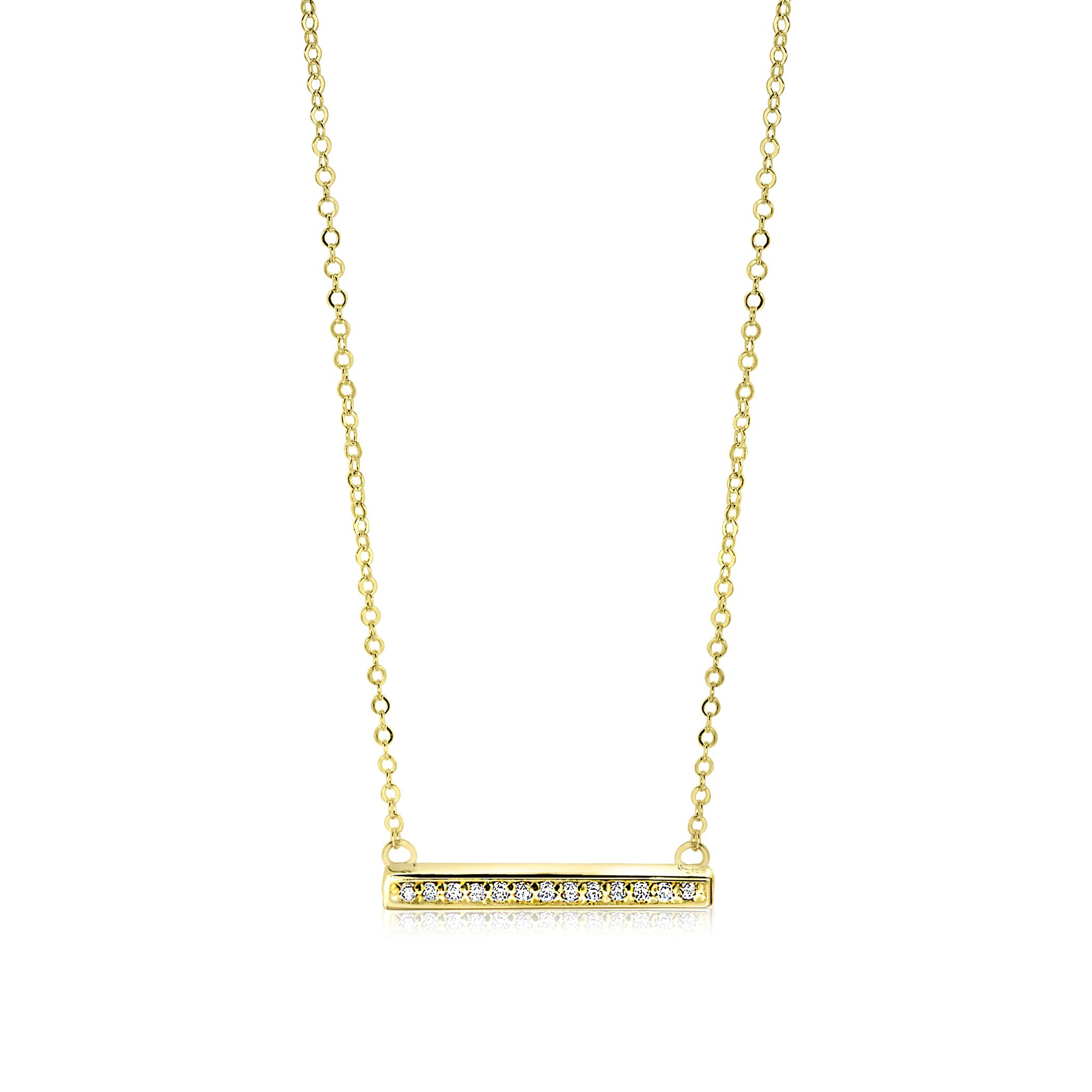 ZINZI Gold 14 karaat gouden collier staafje wit 45cm ZGC182