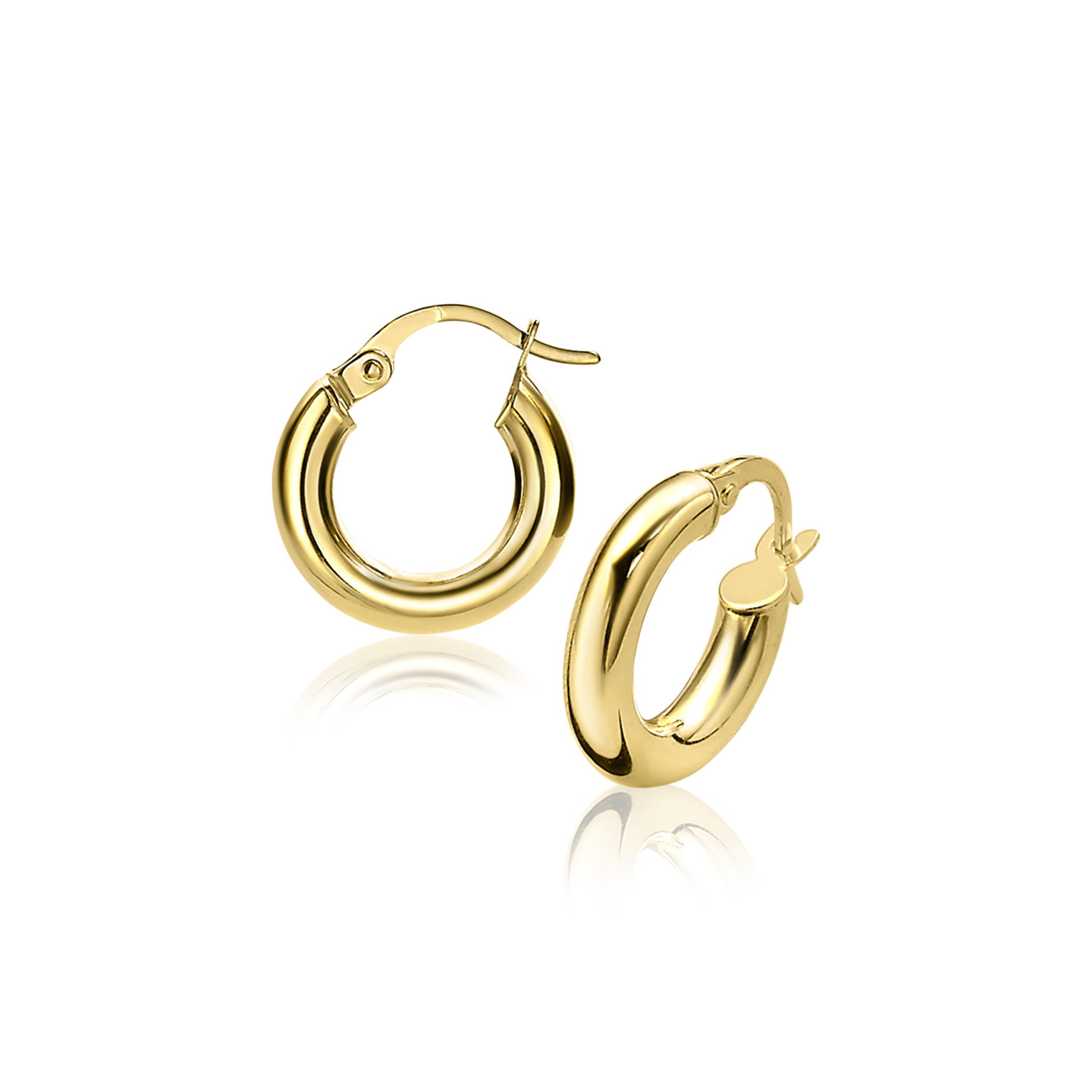 ZINZI Gold 14 karaat gouden oorringen ronde buis 13 x 3mm ZGO129


