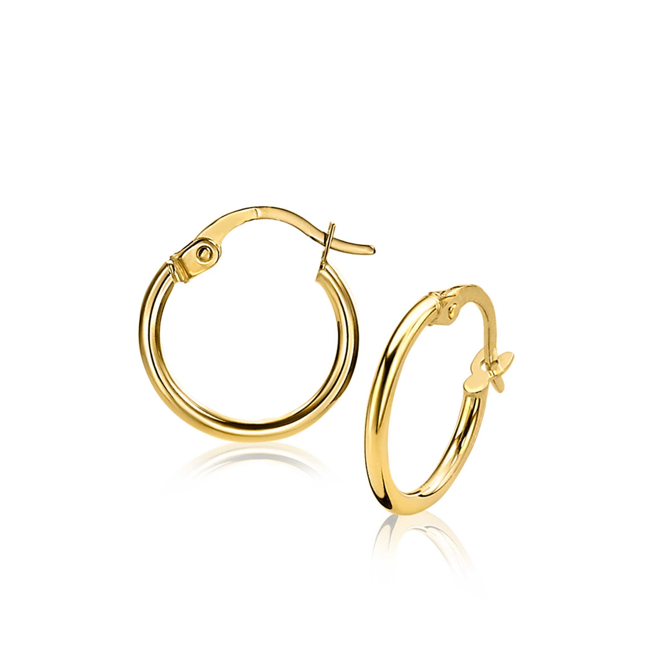 ZINZI Gold 14 karaat gouden oorringen ronde buis 13,5 x 1,5mm ZGO126

