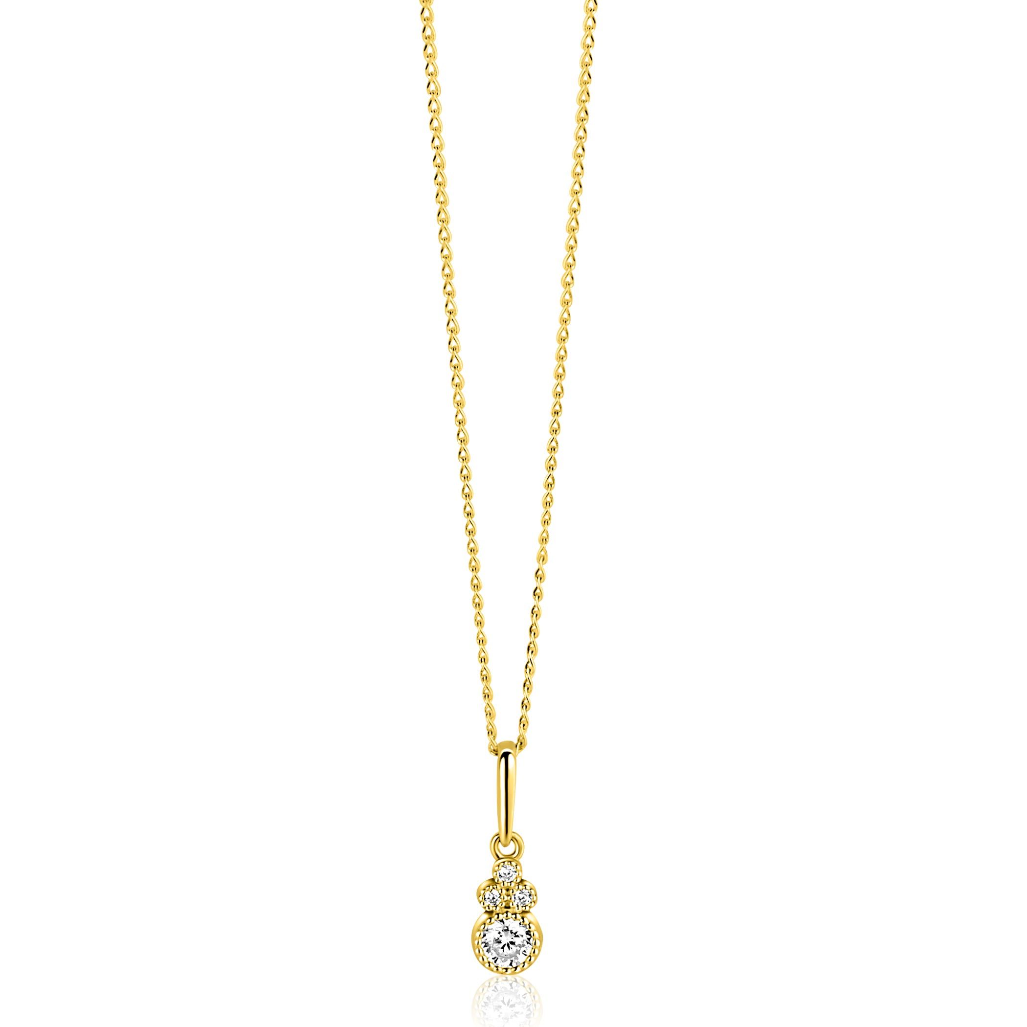 12mm ZINZI Gold 14 krt gouden fantasie hanger bezet met witte zirkonia's ZGH545 (zonder collier)