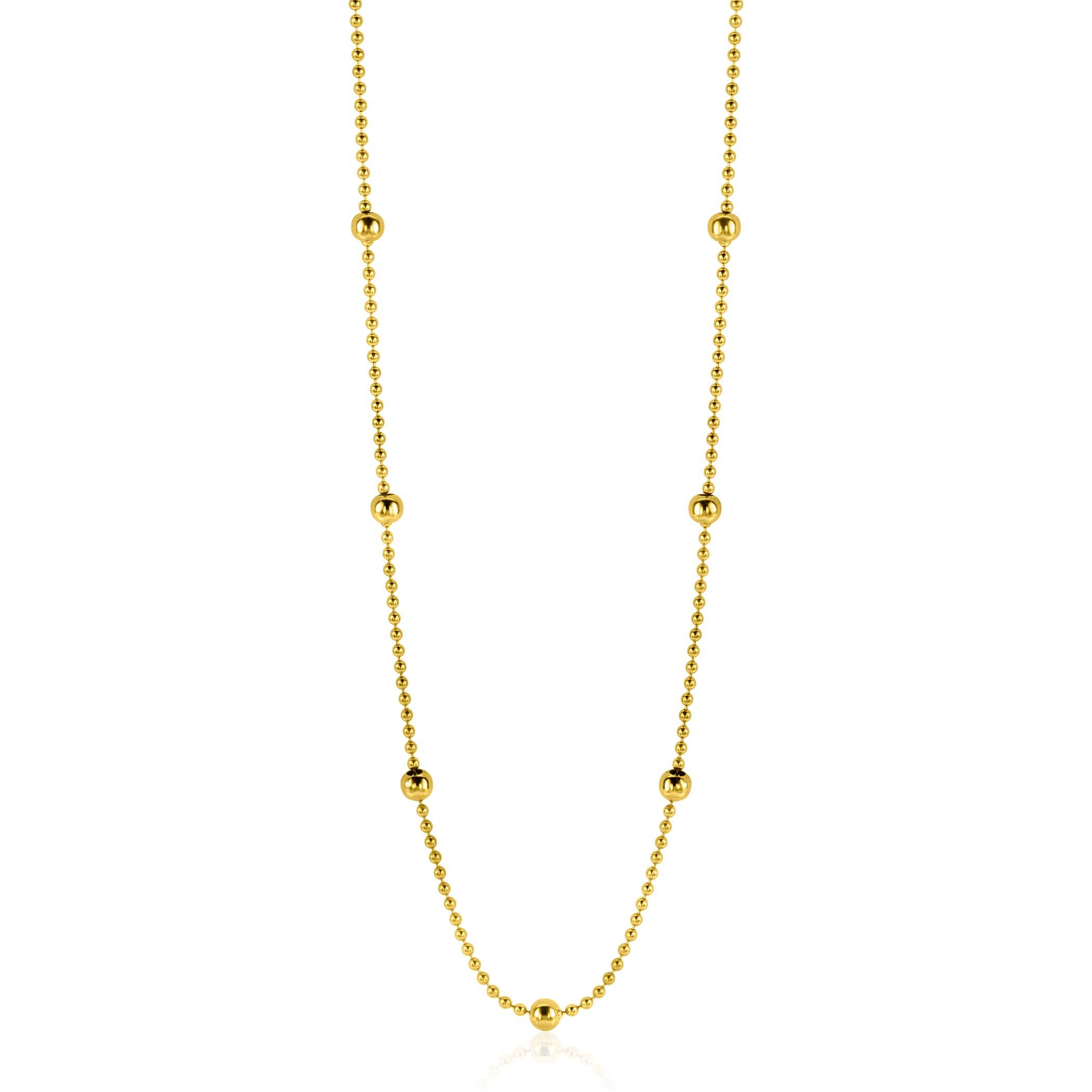 ZINZI Gold 14 krt gouden bolletjes collier 3mm breed, lengte 43cm ZGC311