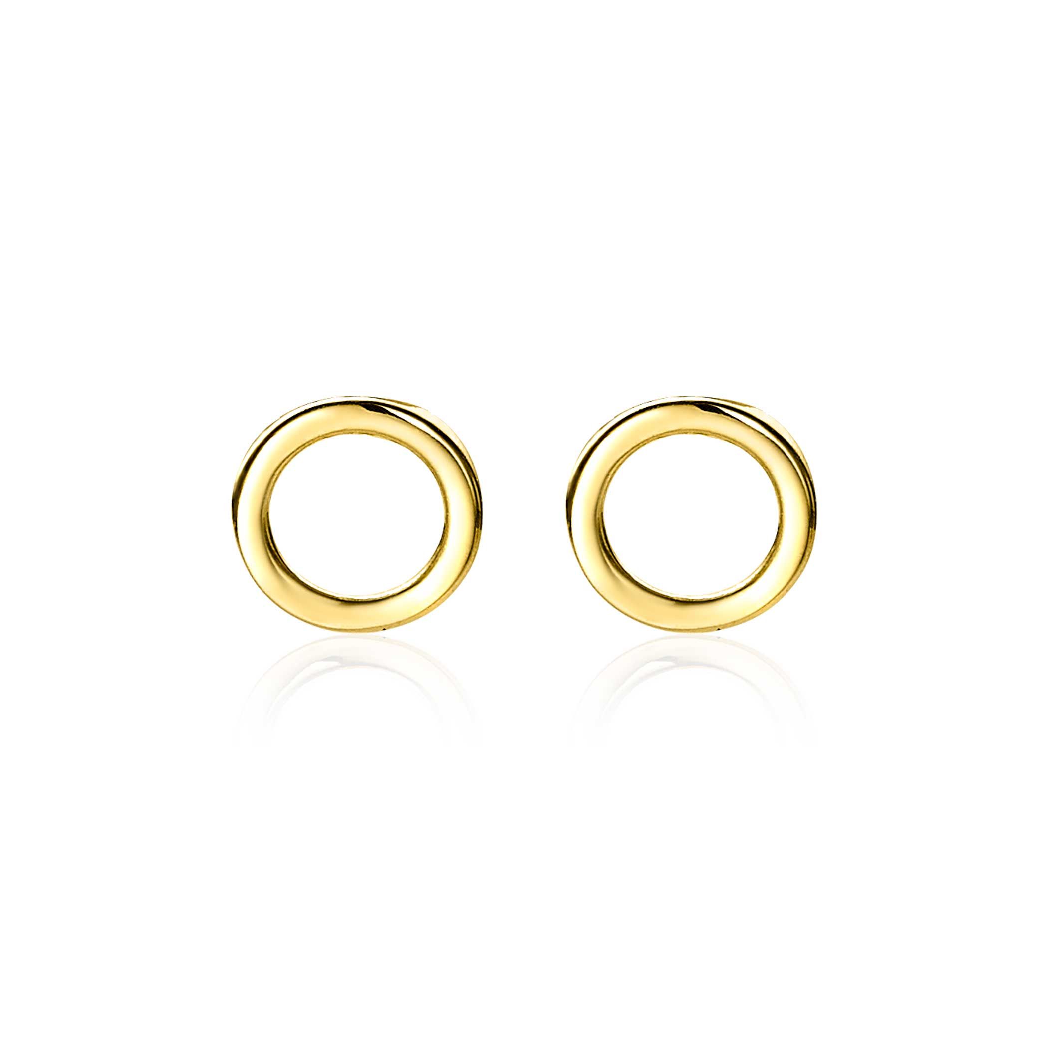 ZINZI Gold 14 karaat gouden oorknoppen open rond 6mm ZGO163