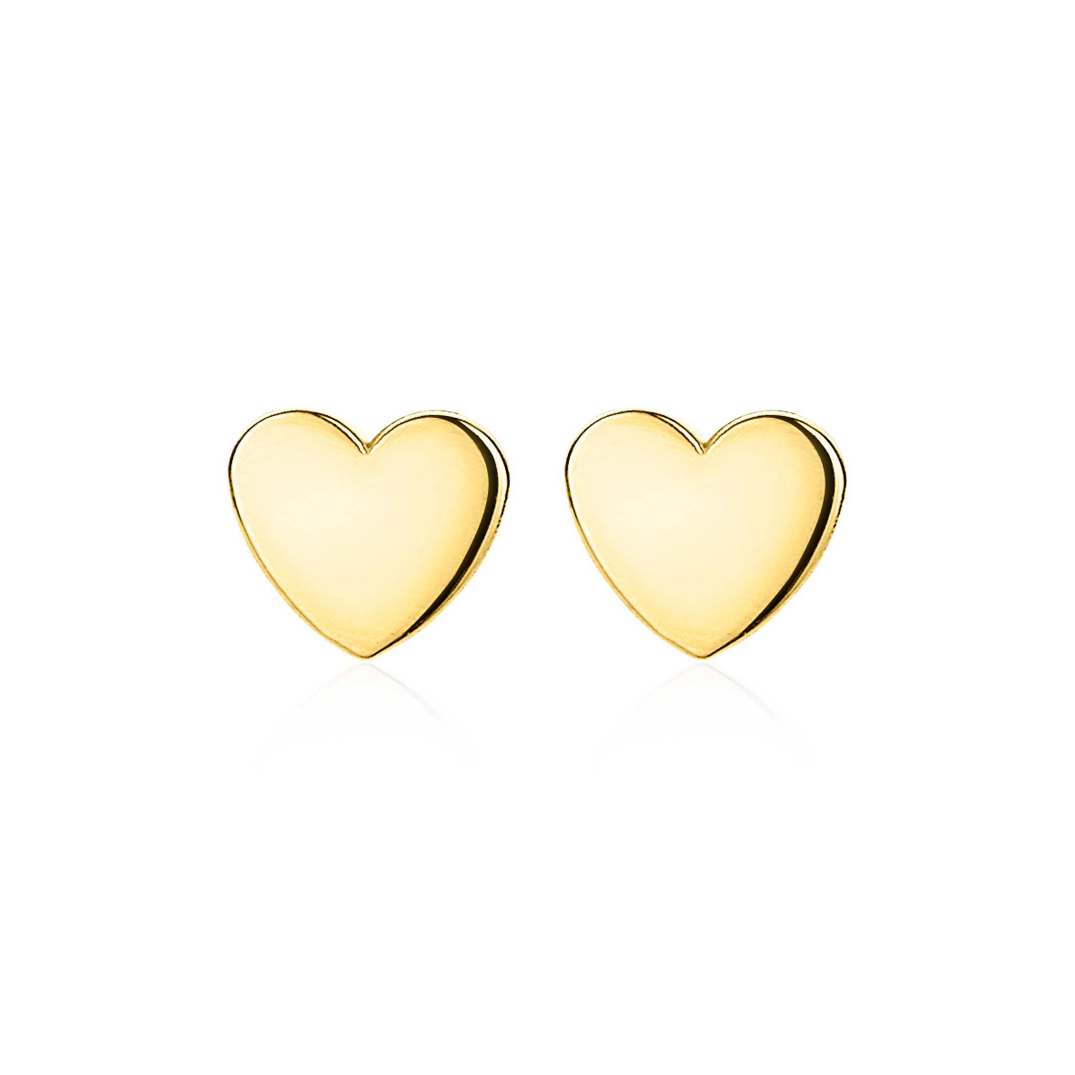 ZINZI Gold 14 karaat gouden oorknoppen glad hartje ZGO214