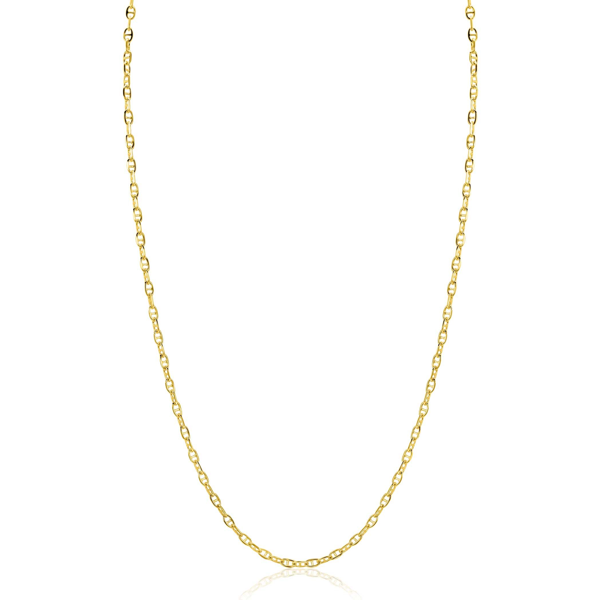 ZINZI Gold 14 karaat gouden massieve marine schakelketting 45cm 2mm breed ZGC577
